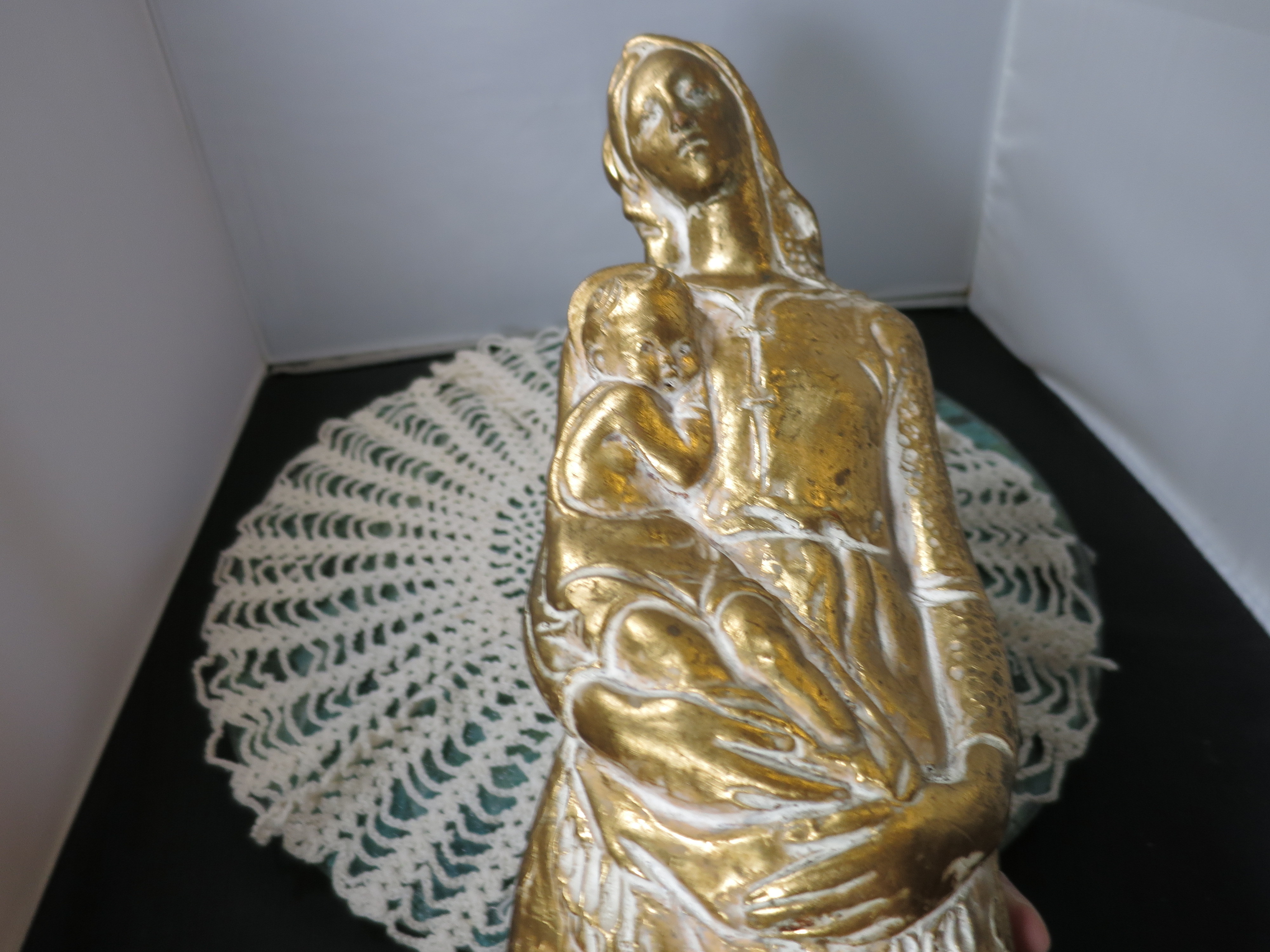 A. Miniati Mary holding Infant Jesus Prague Sculpture Rare signed