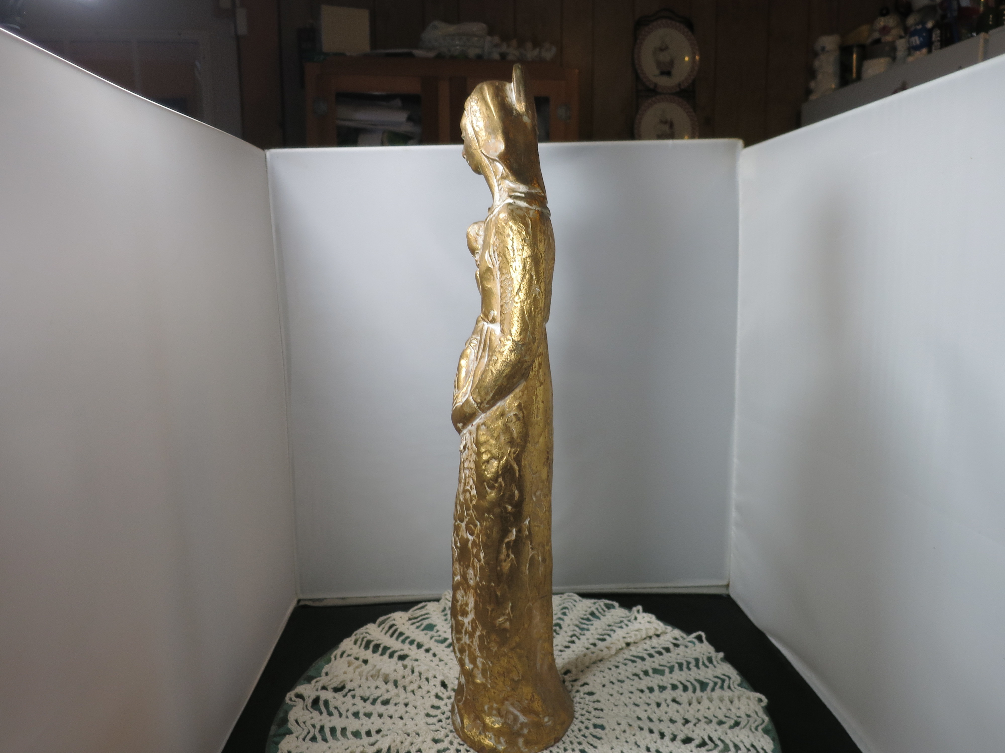A. Miniati Mary holding Infant Jesus Prague Sculpture Rare signed