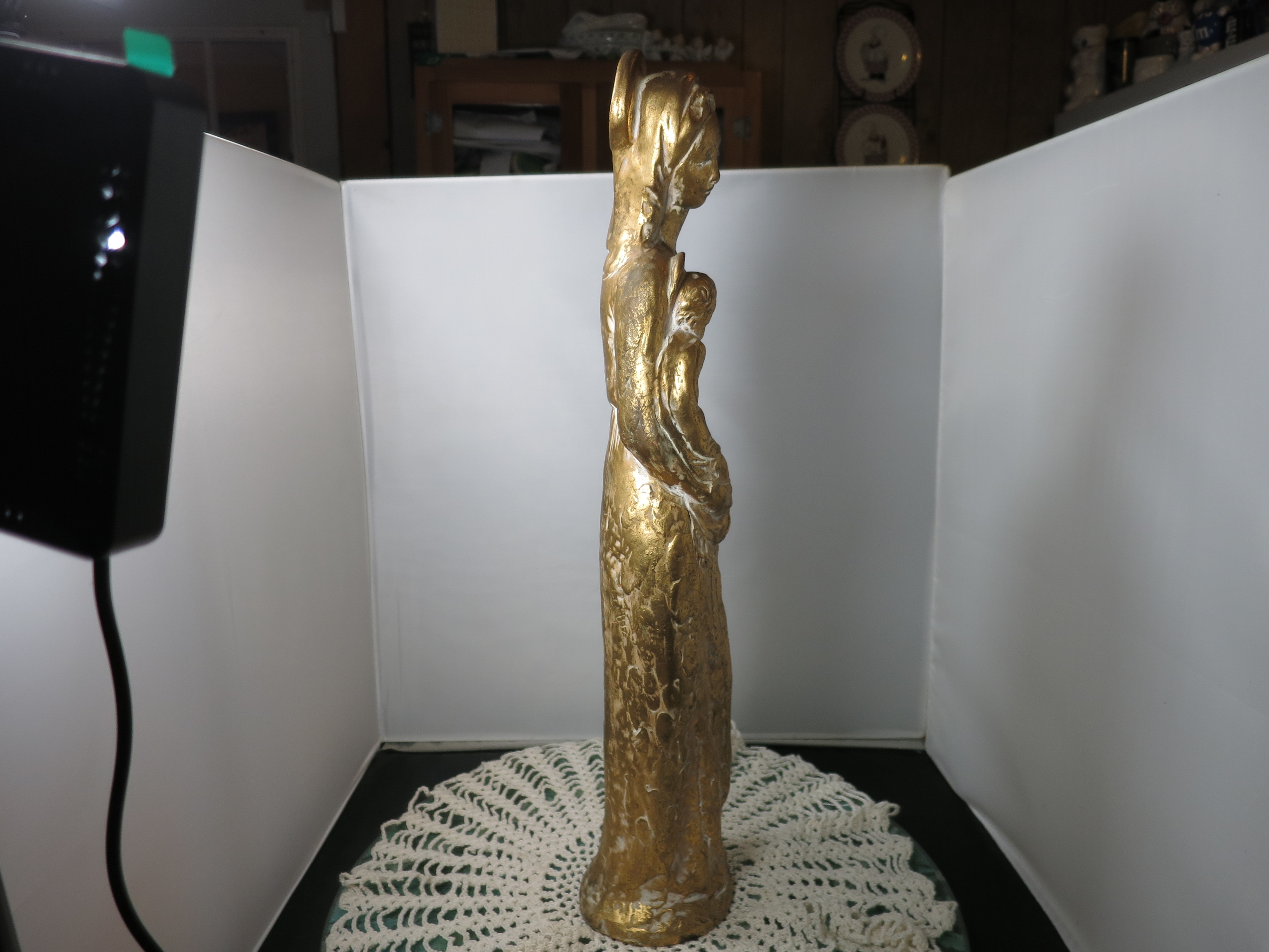 A. Miniati Mary holding Infant Jesus Prague Sculpture Rare signed