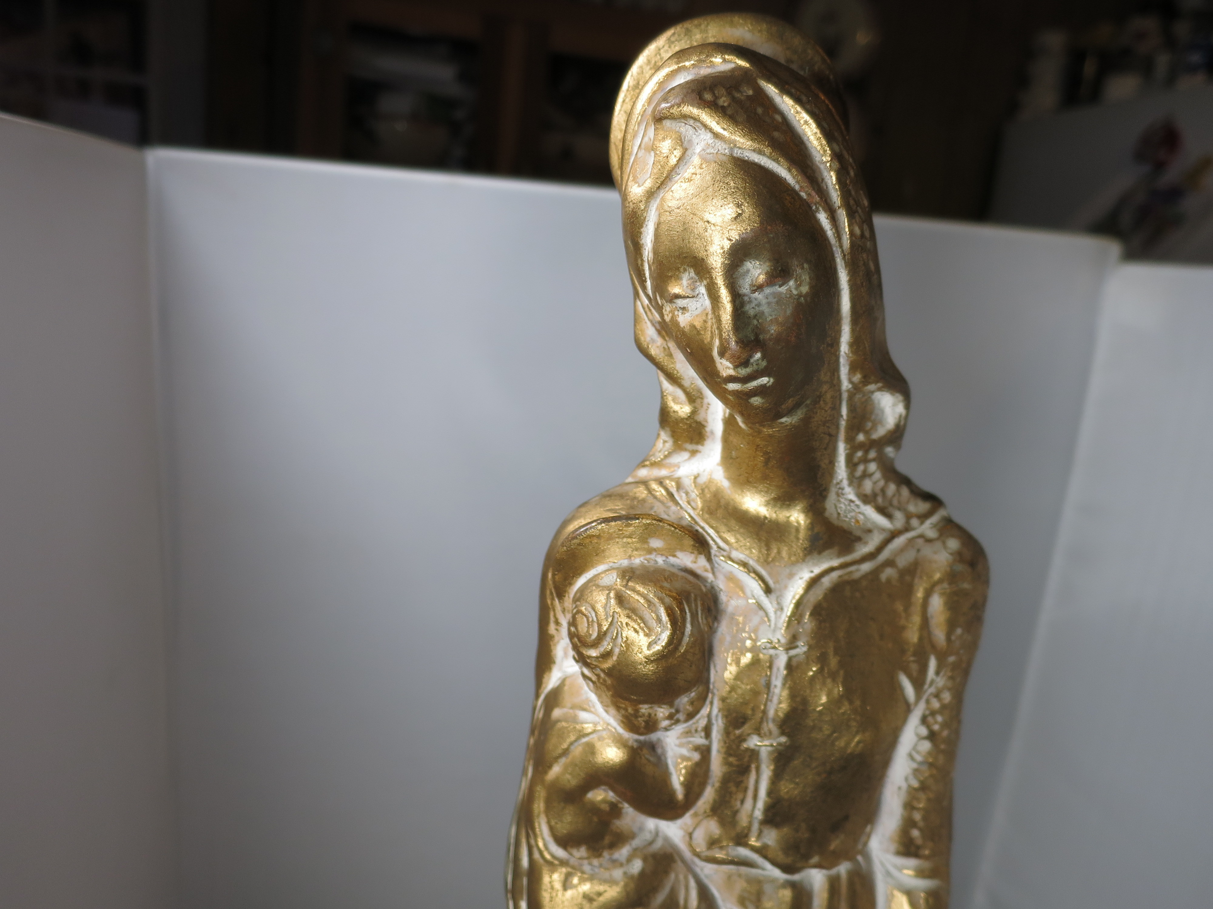 A. Miniati Mary holding Infant Jesus Prague Sculpture Rare signed