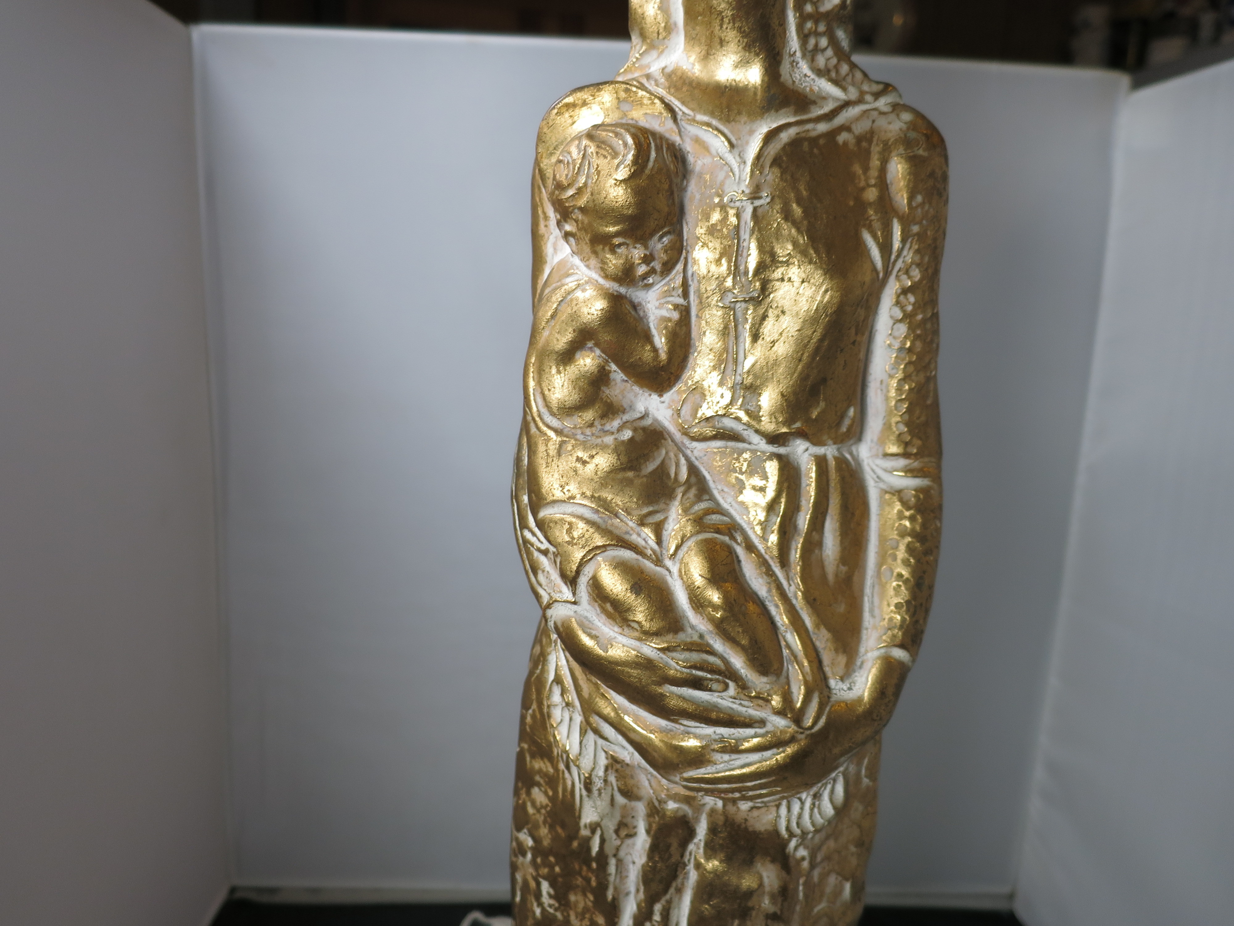 A. Miniati Mary holding Infant Jesus Prague Sculpture Rare signed