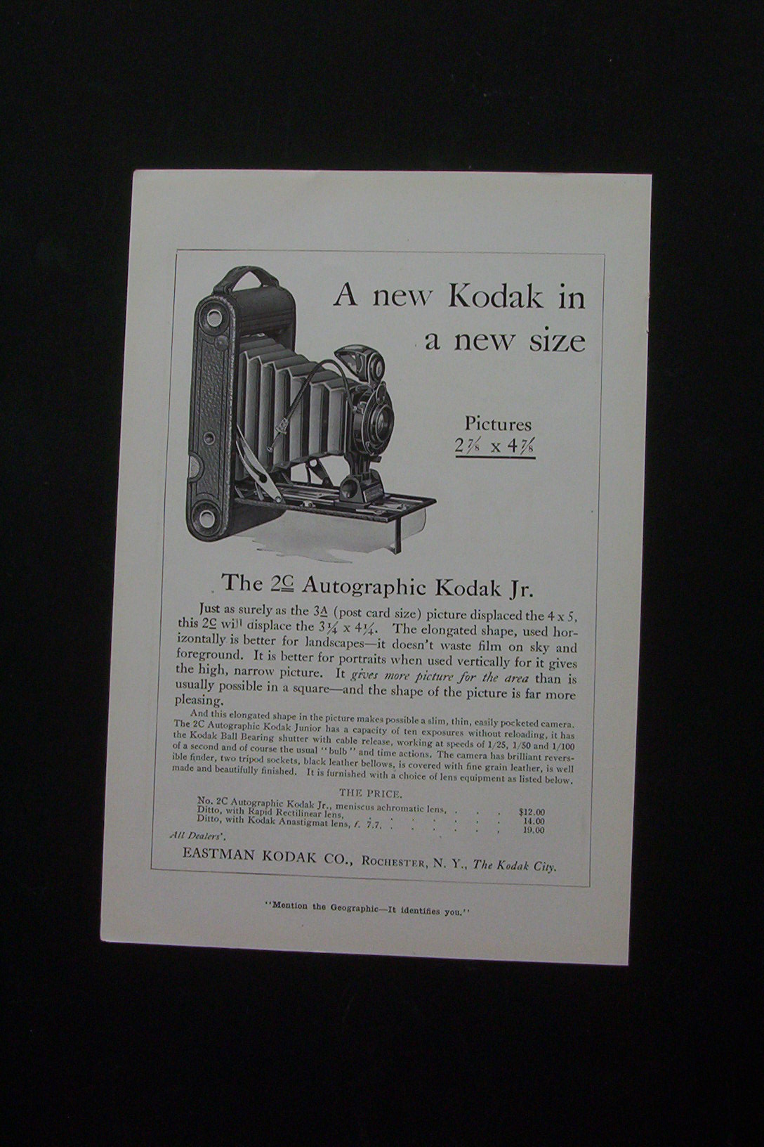 1916 Eastman Kodak Company with Autographic Kodak Jr