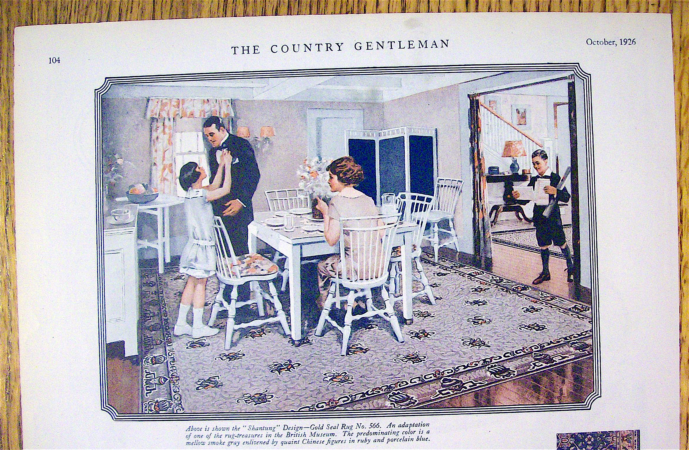 1926 Congoleum Gold Seal Rug with Family Eating