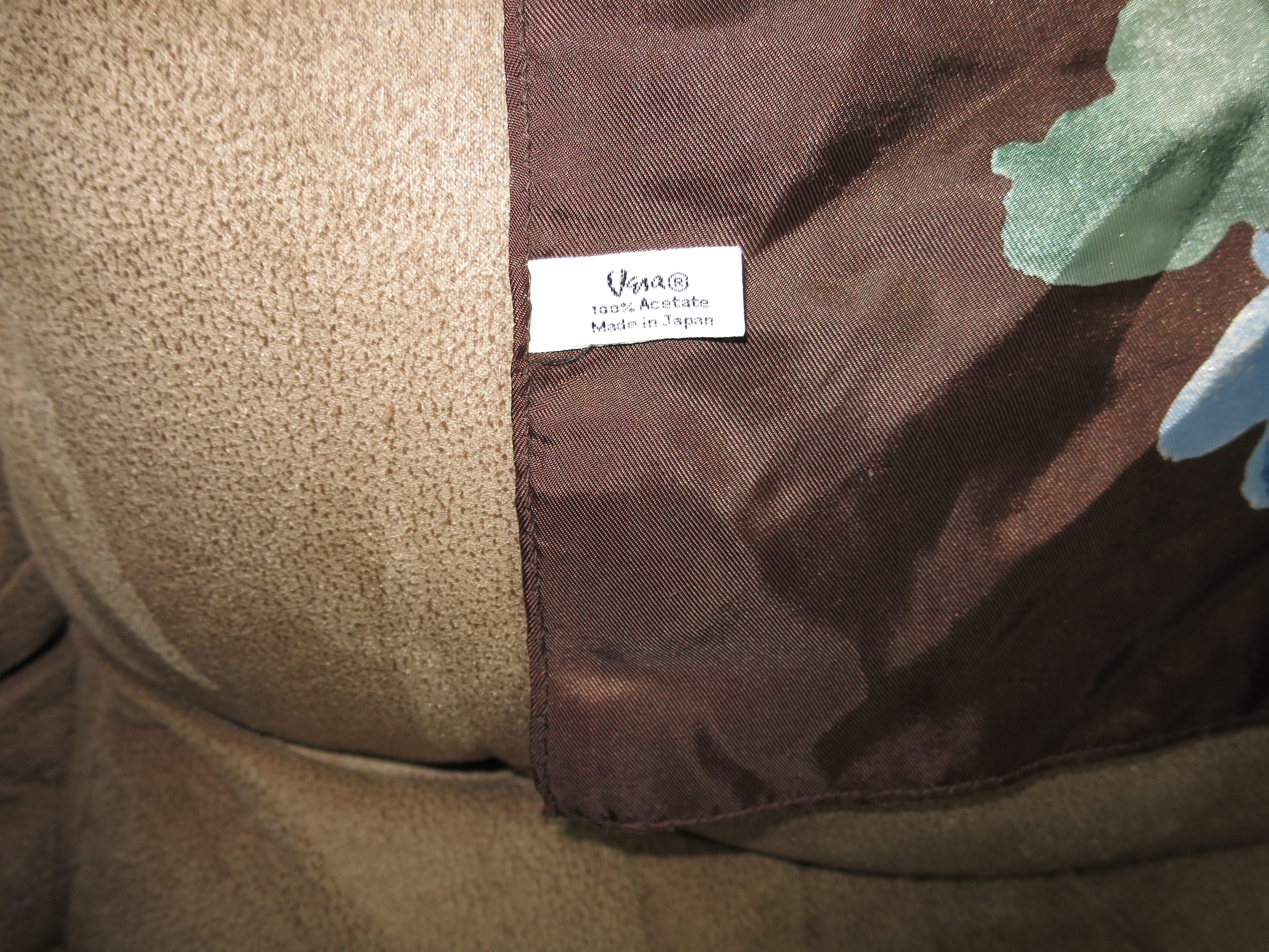 Acetate Vera Signed Scarf Floral 52 X 10 1/4 inch Brown