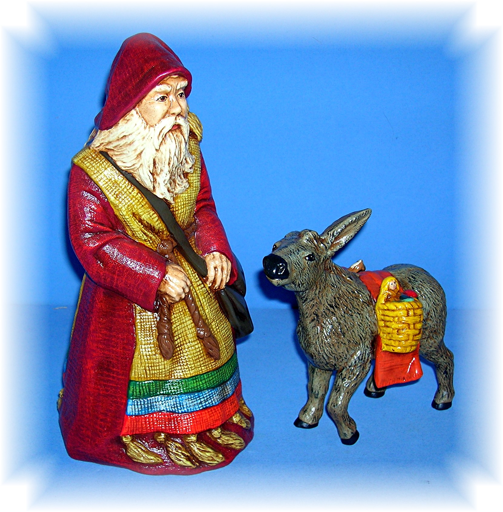 Santa Claus and Donkey Handpainted, ceramic