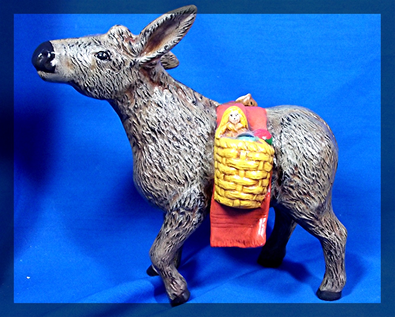 Santa Claus and Donkey Handpainted, ceramic