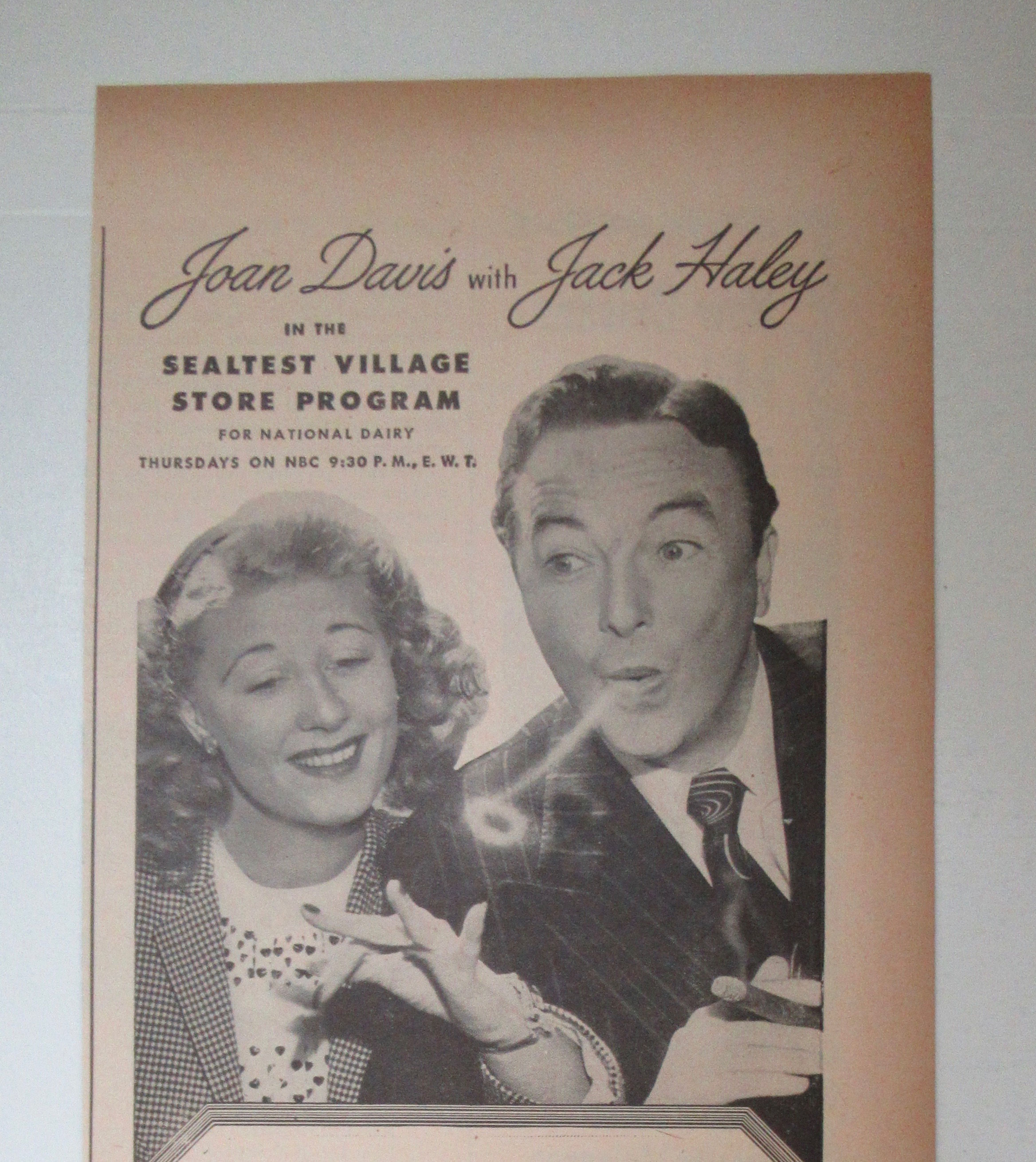 1945 Blackstone Cigars with Jack Haley & Joan Davis