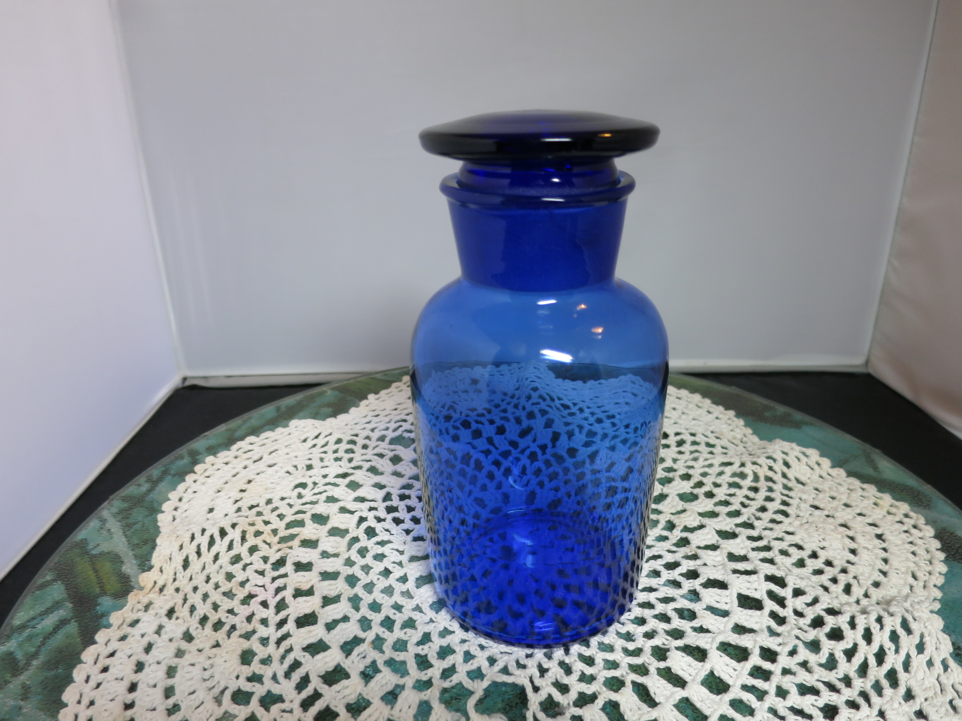 Cobalt Blue Glass Apothecary Bottle with Ground Glass stopper
