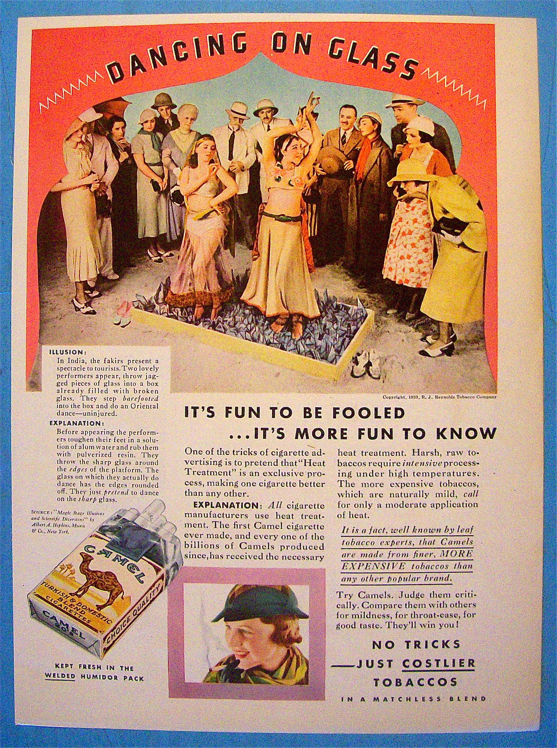 1933 Camel Cigarettes with Women Dancing on Glass
