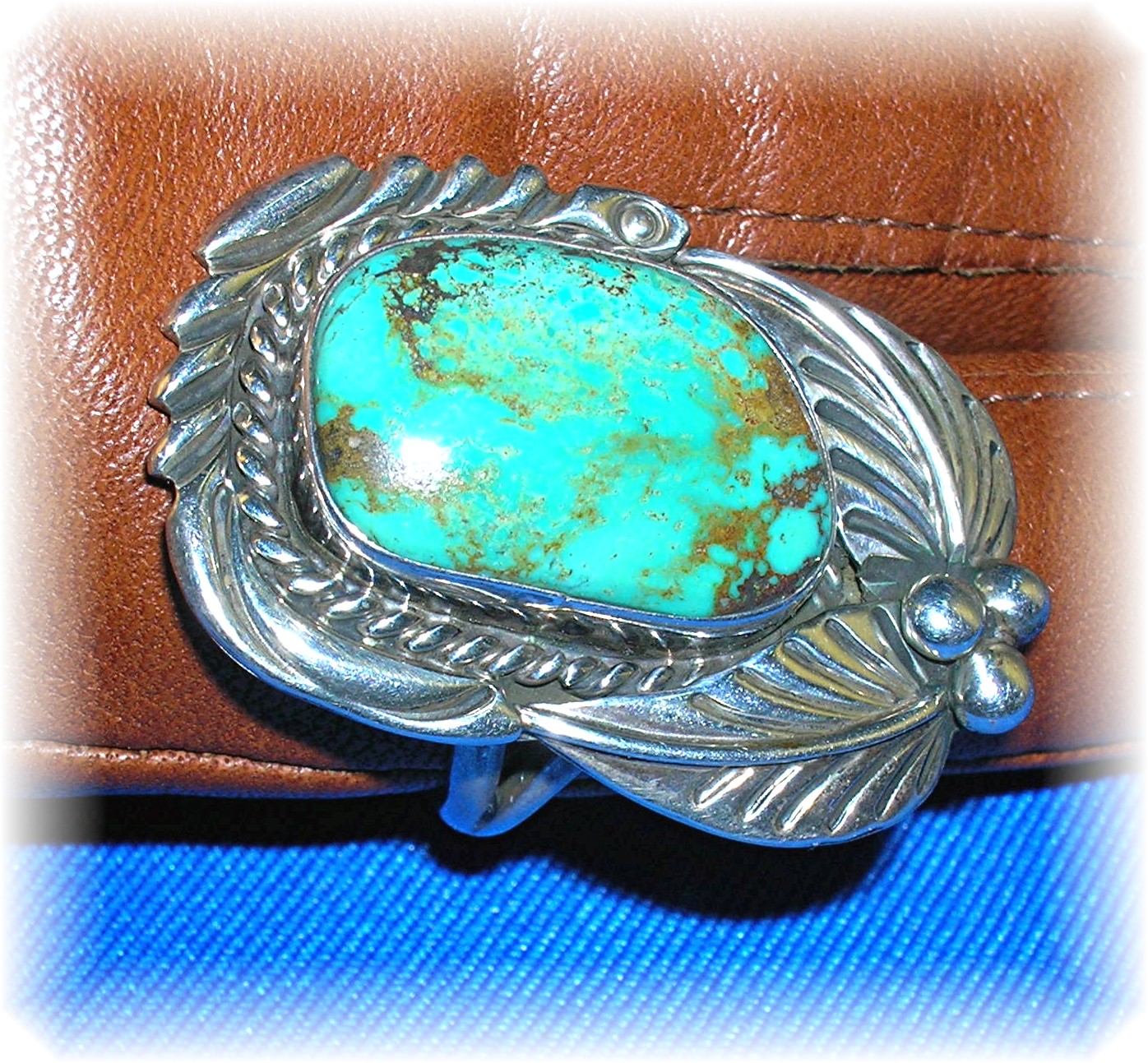 Navajo Turquoise Blue Green Sterling Silver Ring