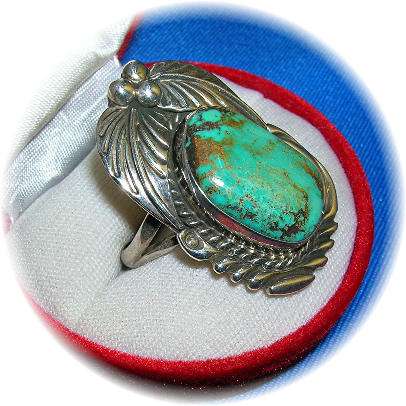 Navajo Turquoise Blue Green Sterling Silver Ring
