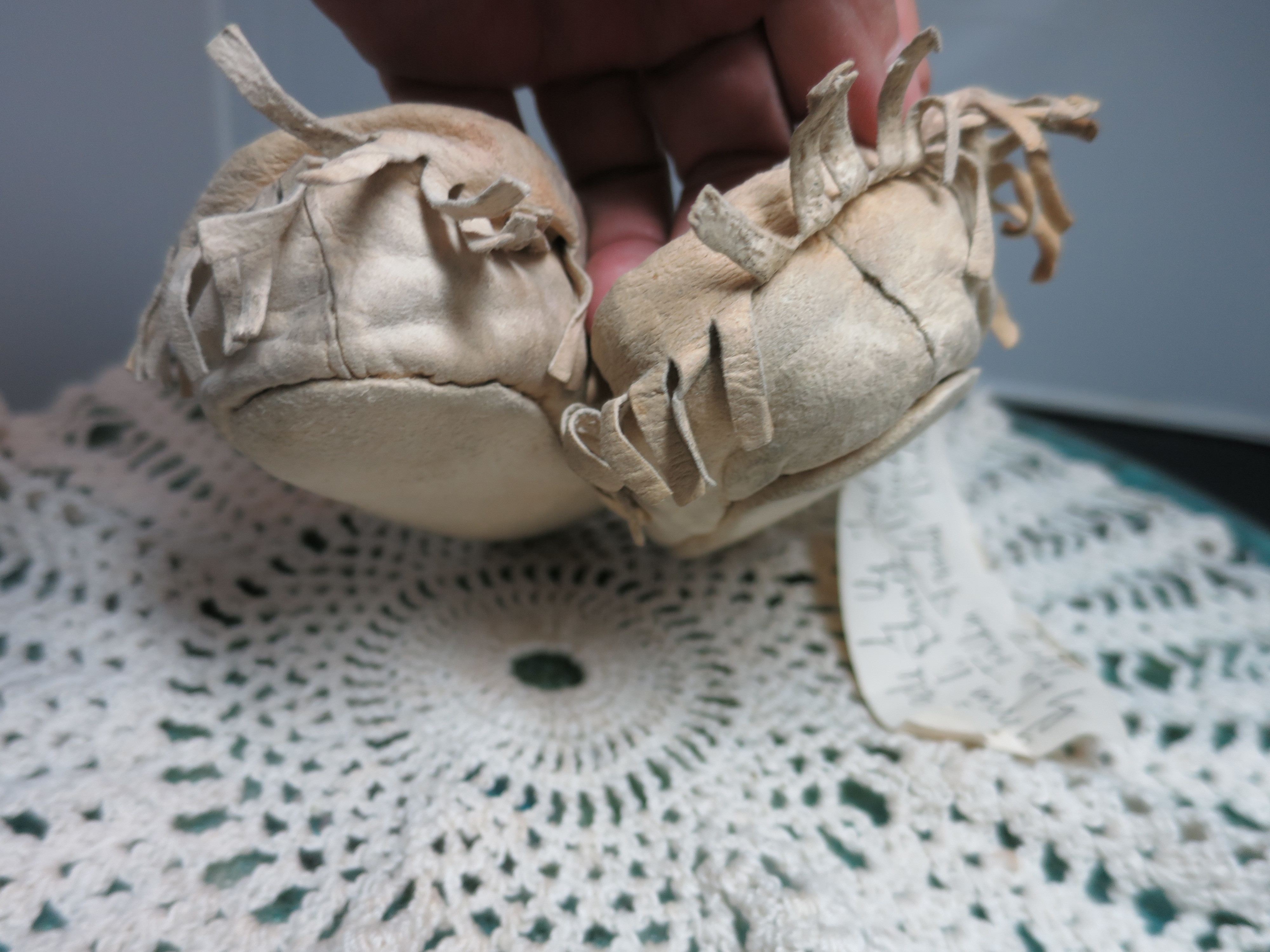 Antique Native American Deerskin Buckskin Baby Child Moccasins