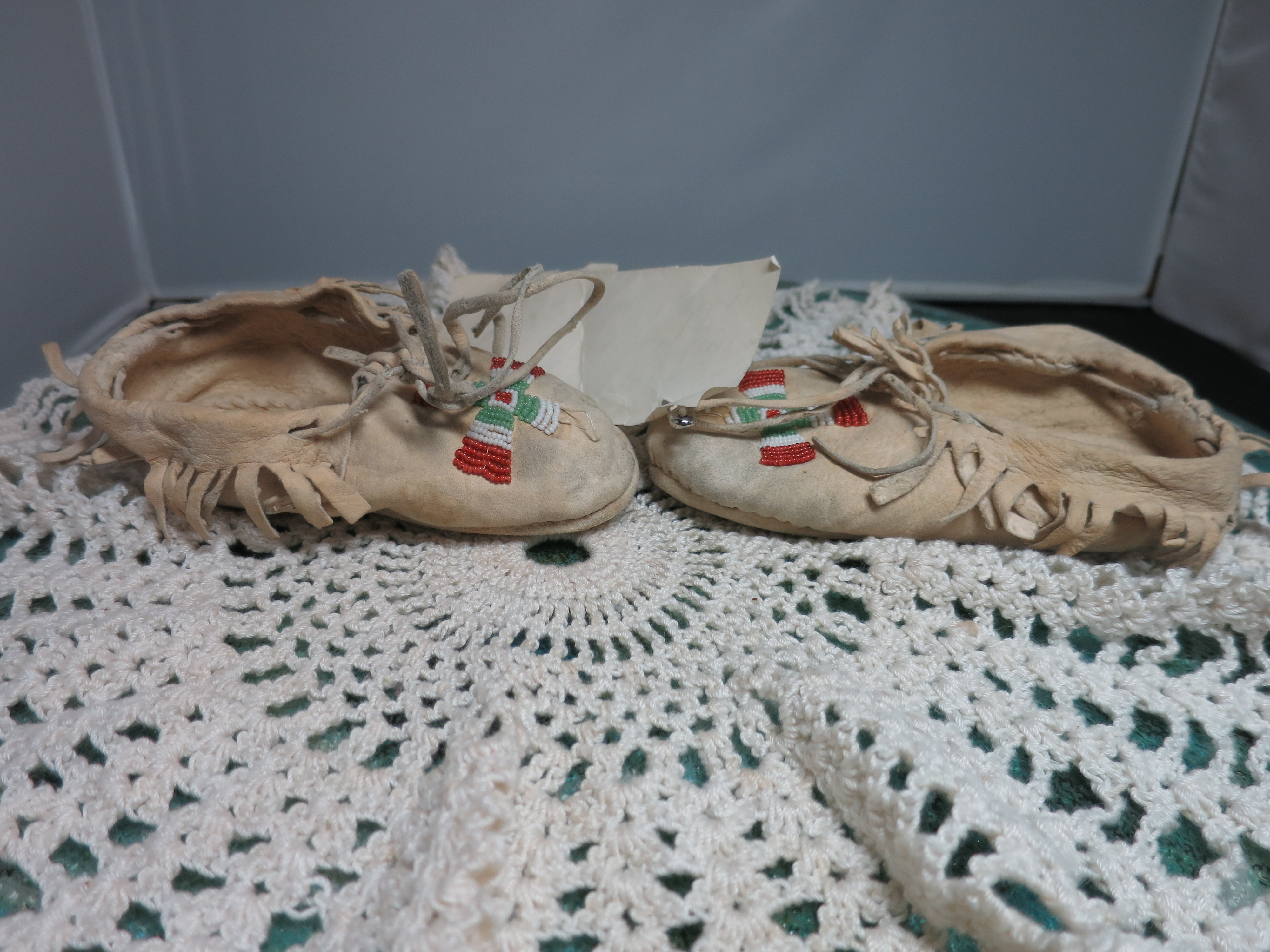 Antique Native American Deerskin Buckskin Baby Child Moccasins