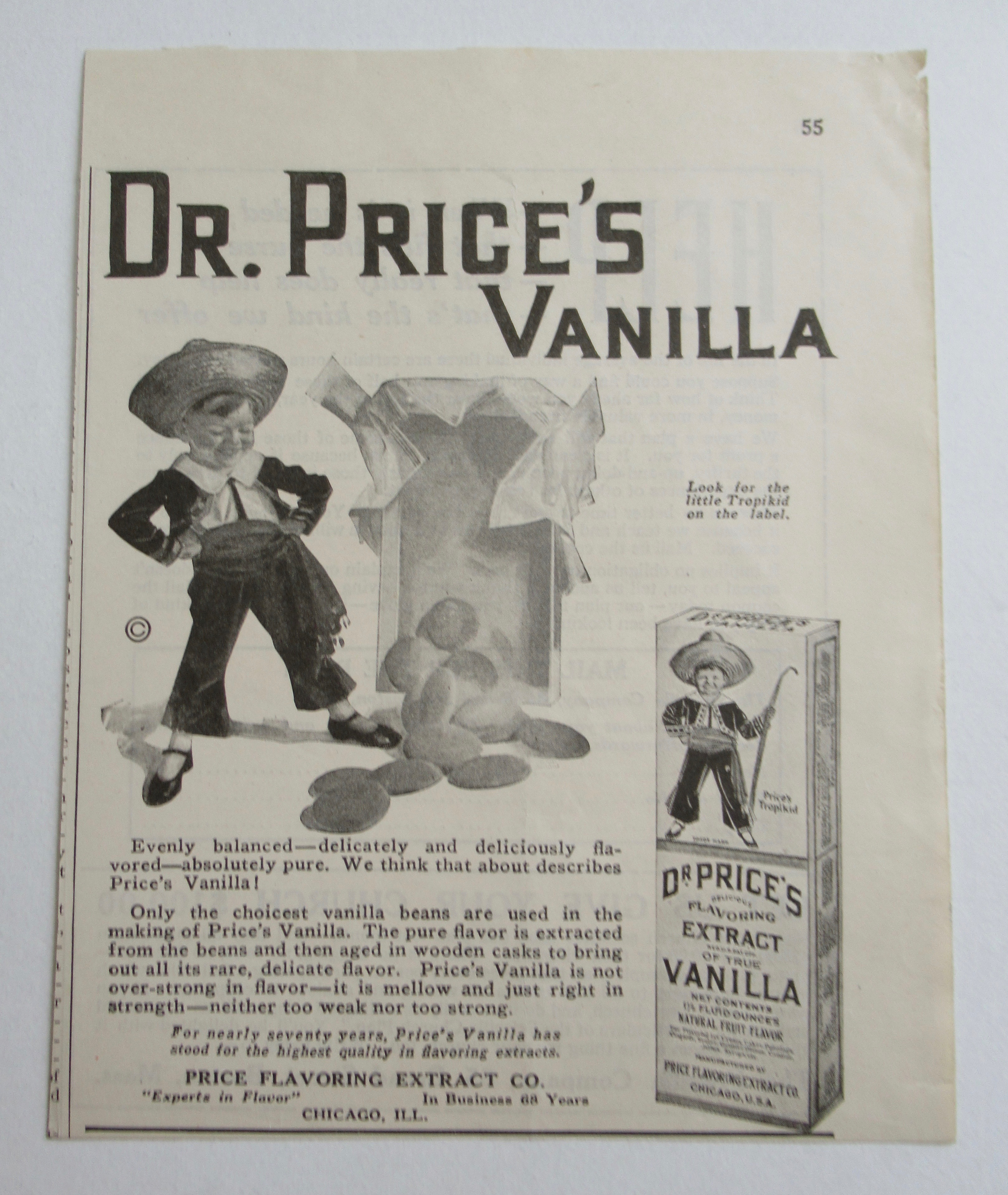 1921 Dr Price's Vanilla with Little Boy & Vanilla Beans