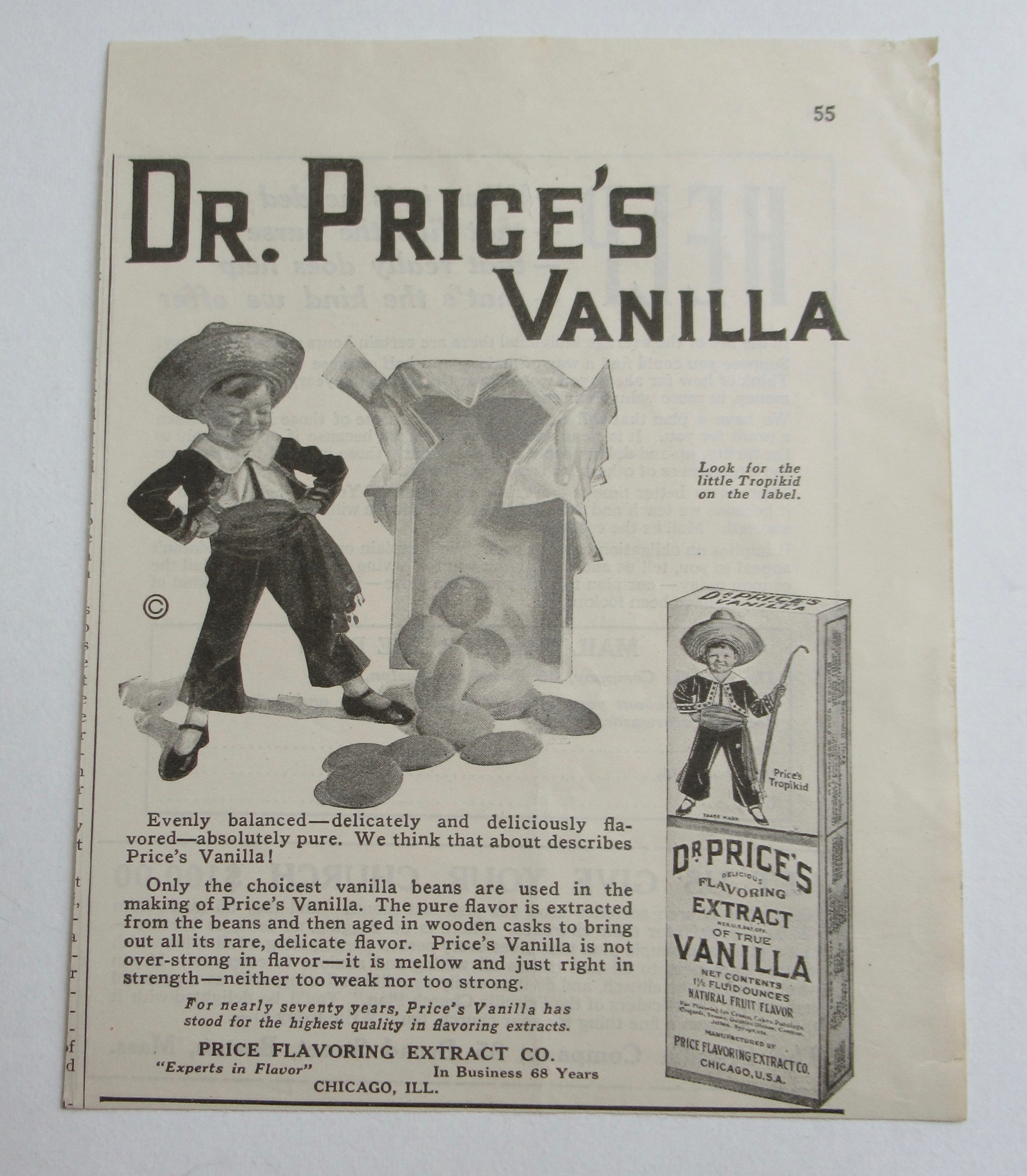 1921 Dr Price's Vanilla with Little Boy & Vanilla Beans