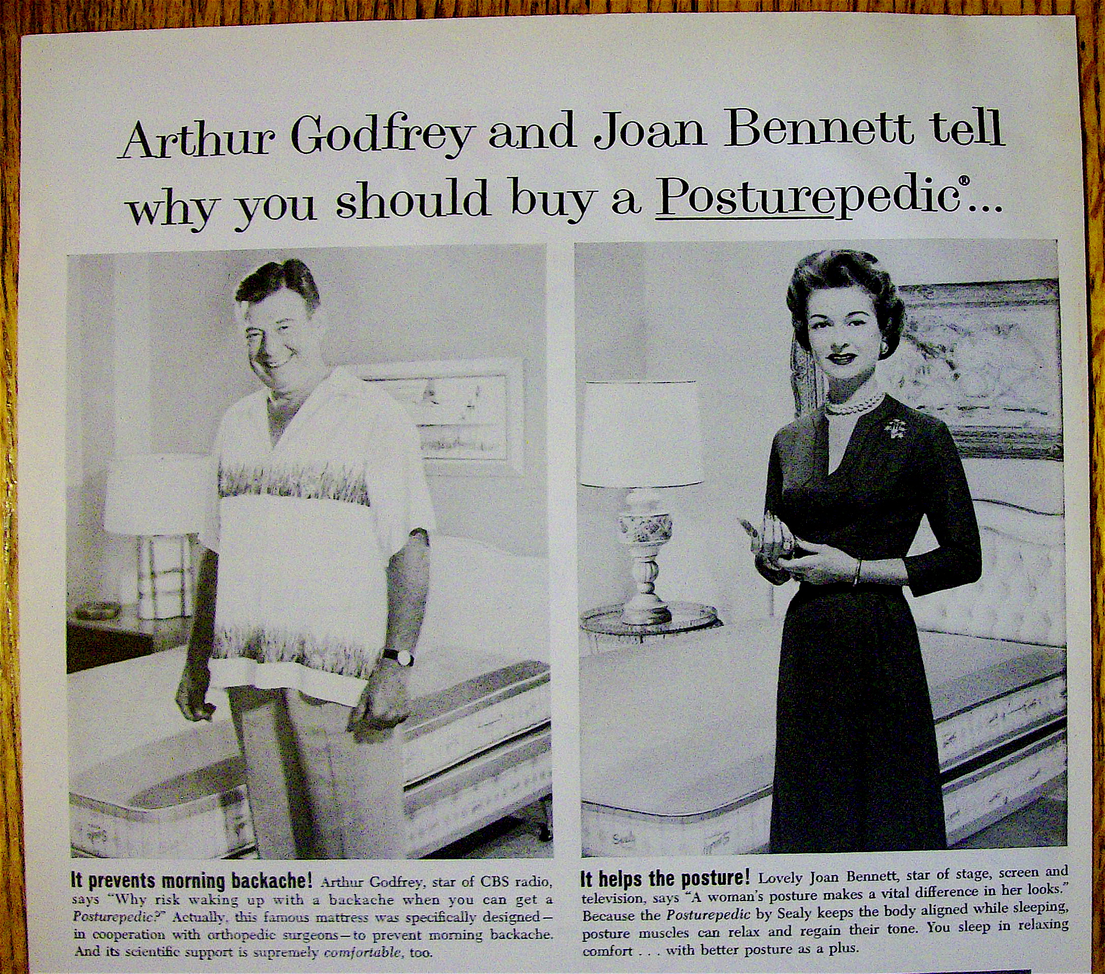 1959 Sealy Mattress with Arthur Godfrey & Joan Bennett