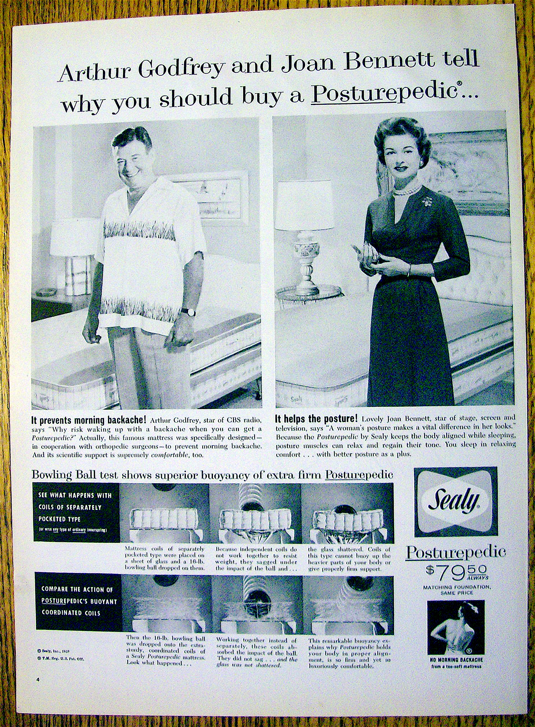 1959 Sealy Mattress with Arthur Godfrey & Joan Bennett