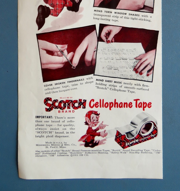 1951 Scotch Cellophane Tape with Humpty Dumpty Being Repaired & Taped