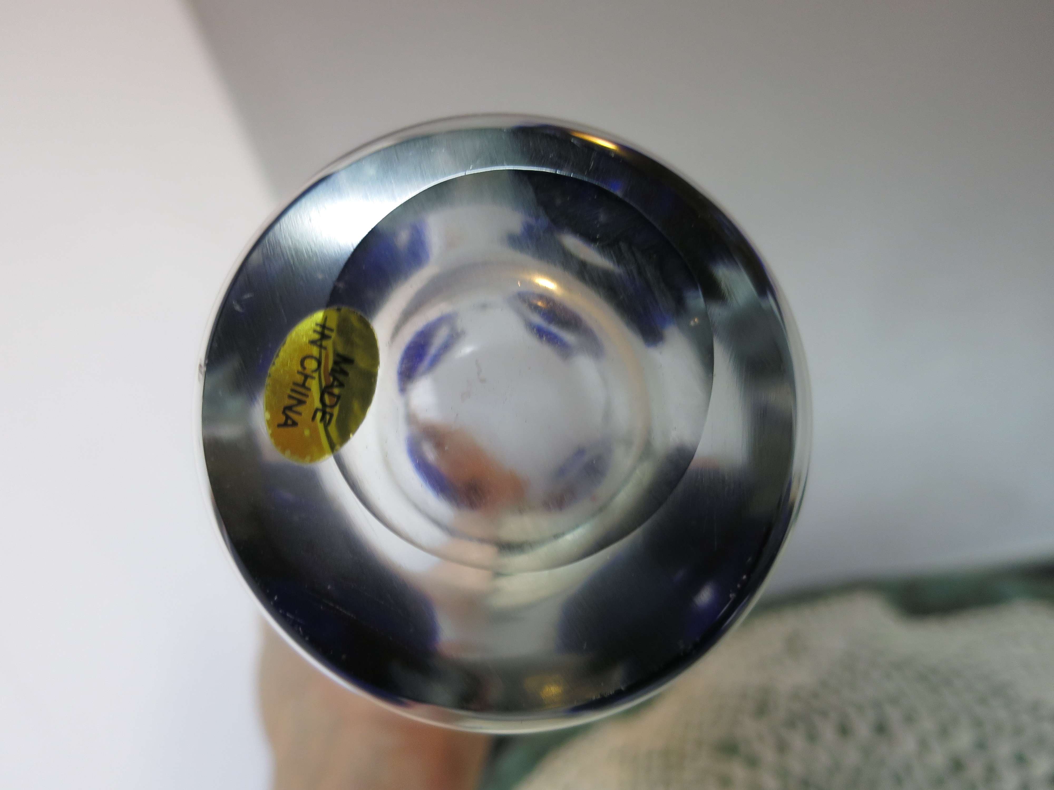 Art Glass Vase Open sides Clear with Cobalt Blue 7.5 inches