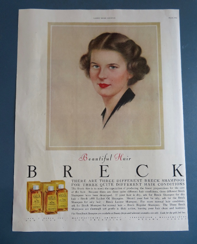 1951 Breck Shampoo with Lovely Dark Haired Breck Woman