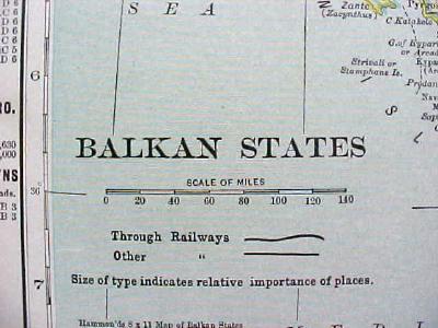 1904 Map Balkan States And Switzerland Antique