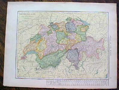 1904 Map Balkan States And Switzerland Antique