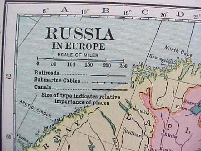 1904 Map Russia Austria Hungary Antique