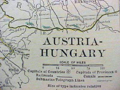 1904 Map Russia Austria Hungary Antique
