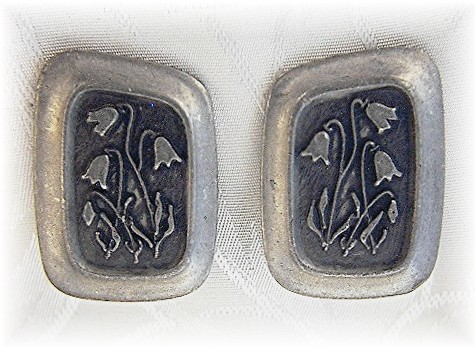 Pewter Clip  Flower  Earrings