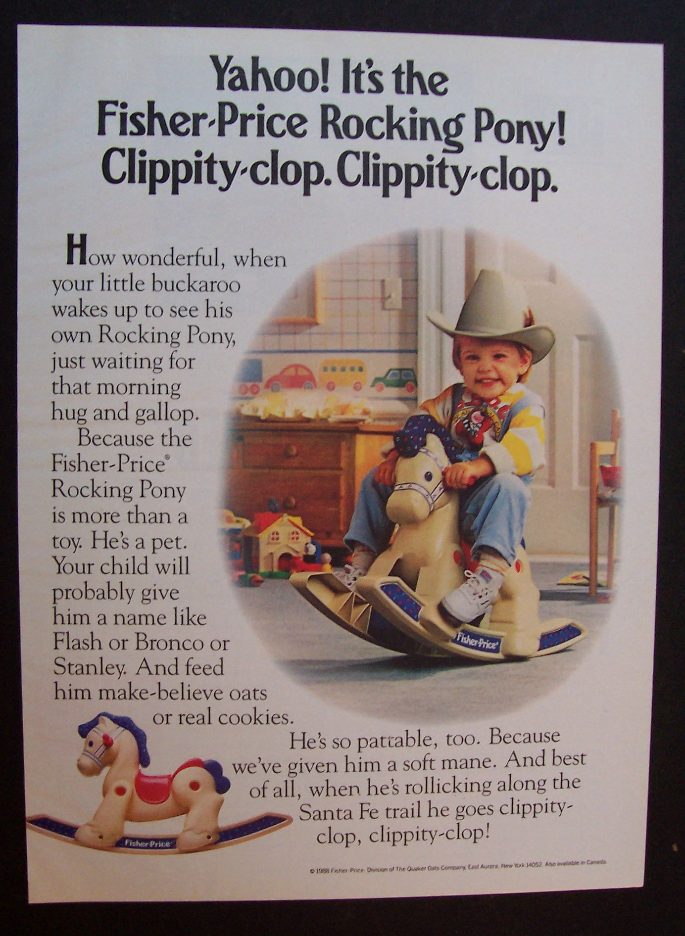 1989 Fisher-Price Rocking Pony with Boy On Horse