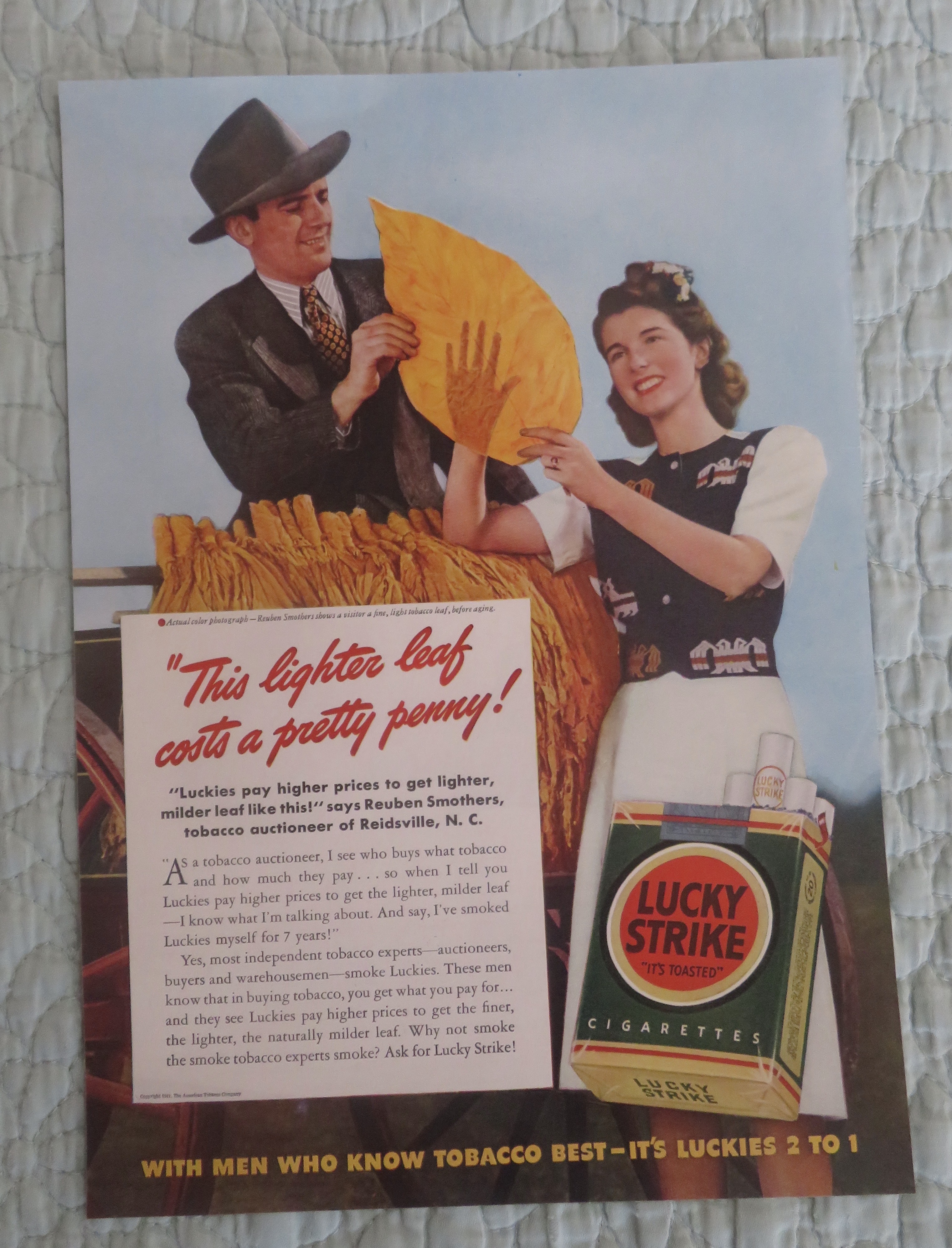 1941 Lucky Strike Cigarettes with Man & Woman & Leaf