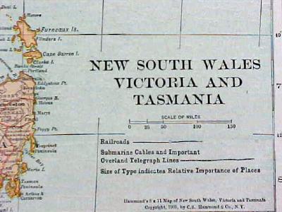 1905 Map New South Wales Victoria Tasmania Queensland
