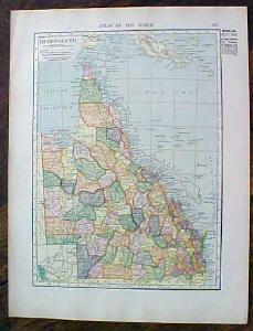 1905 Map New South Wales Victoria Tasmania Queensland