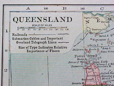 1905 Map New South Wales Victoria Tasmania Queensland