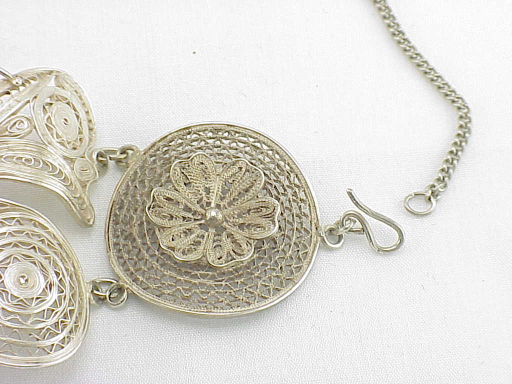Vintage Wide Sterling Silver Filigree Butterfly Choker Necklace