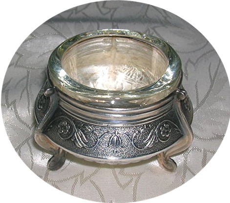 Small Footed Salt With  Clear Glass Insert