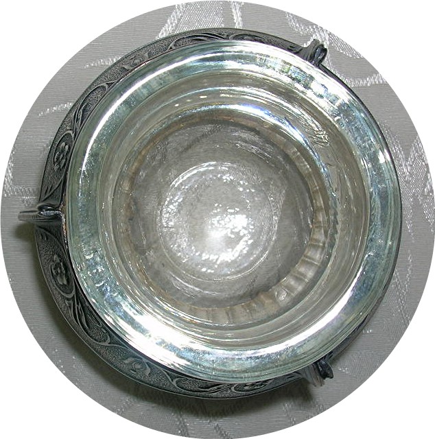 Small Footed Salt With  Clear Glass Insert