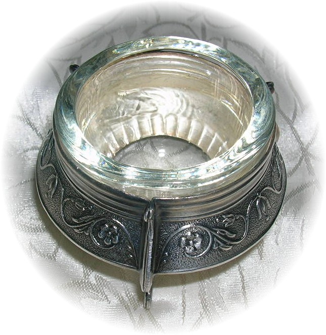 Small Footed Salt With  Clear Glass Insert