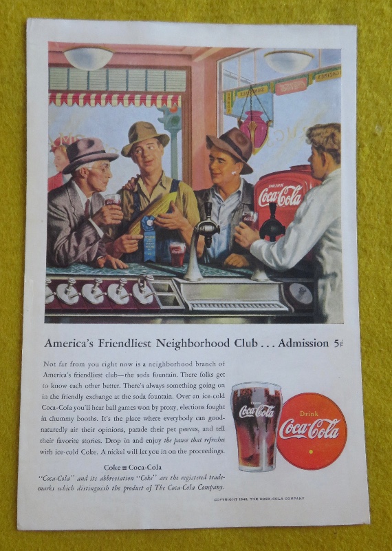 1946 Coca Cola (Coke) With America's Friendliest Neighborhood Club