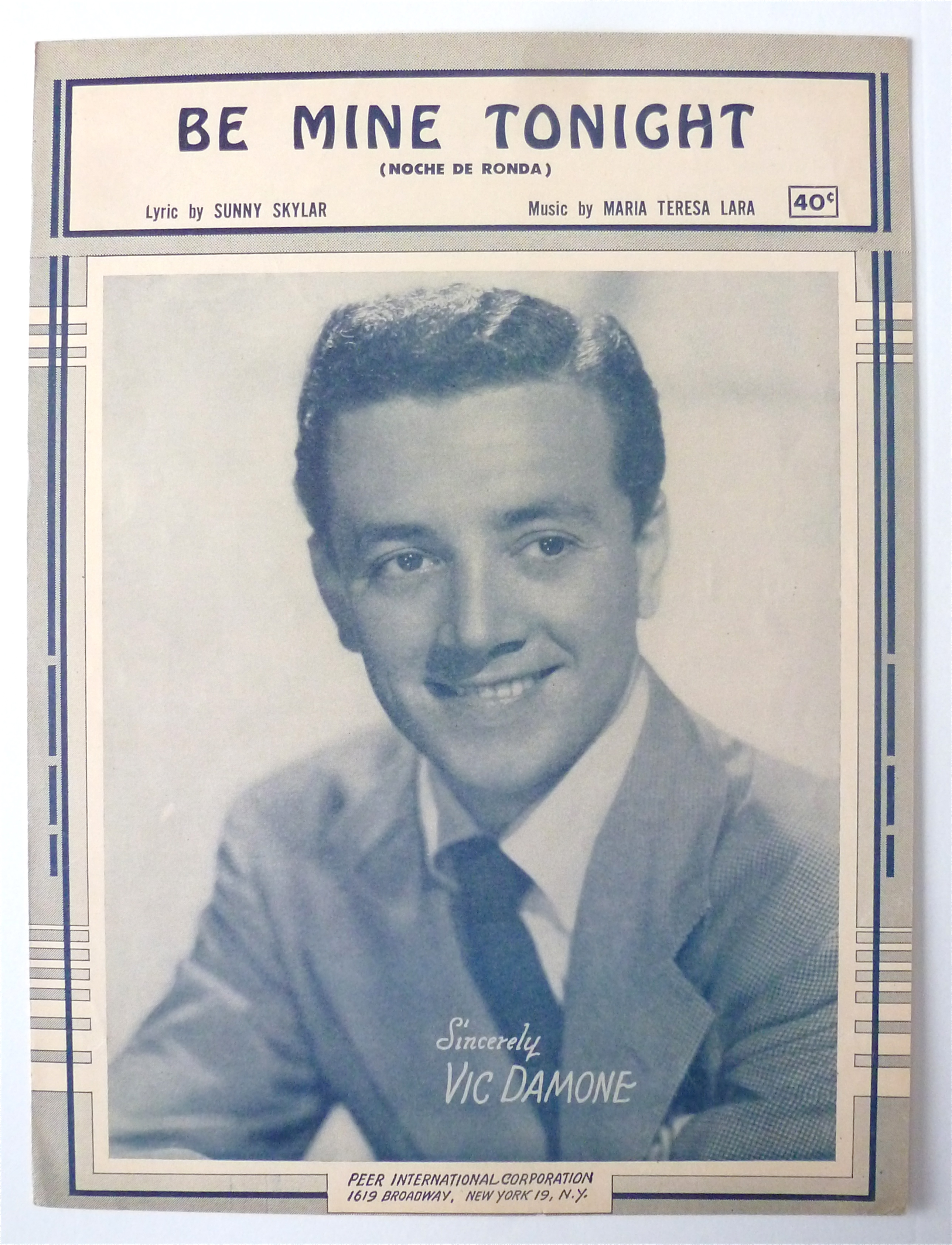 Sheet Music For 1951 Be Mine Tonight (Noche De Ronda)