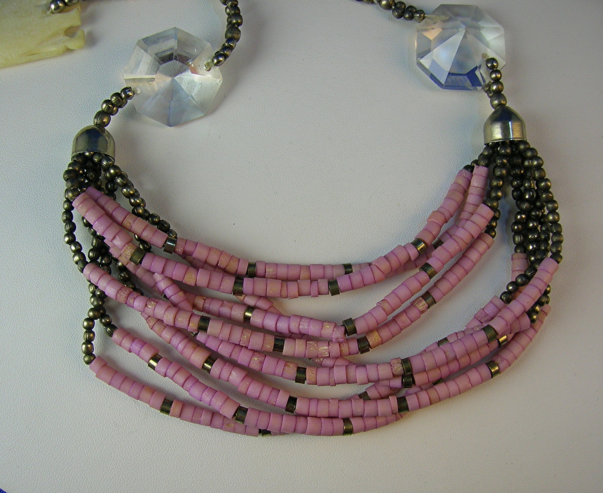 Bone Beads Crystal &Elephant Necklace