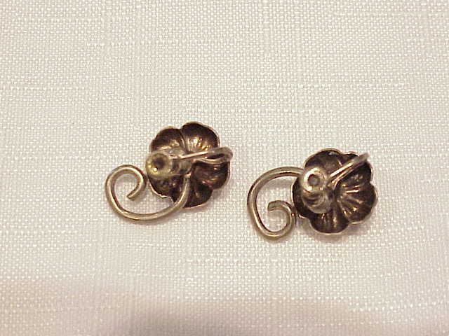 Vintage Sterling Silver Yellow Rhinestone Screwback Earrings