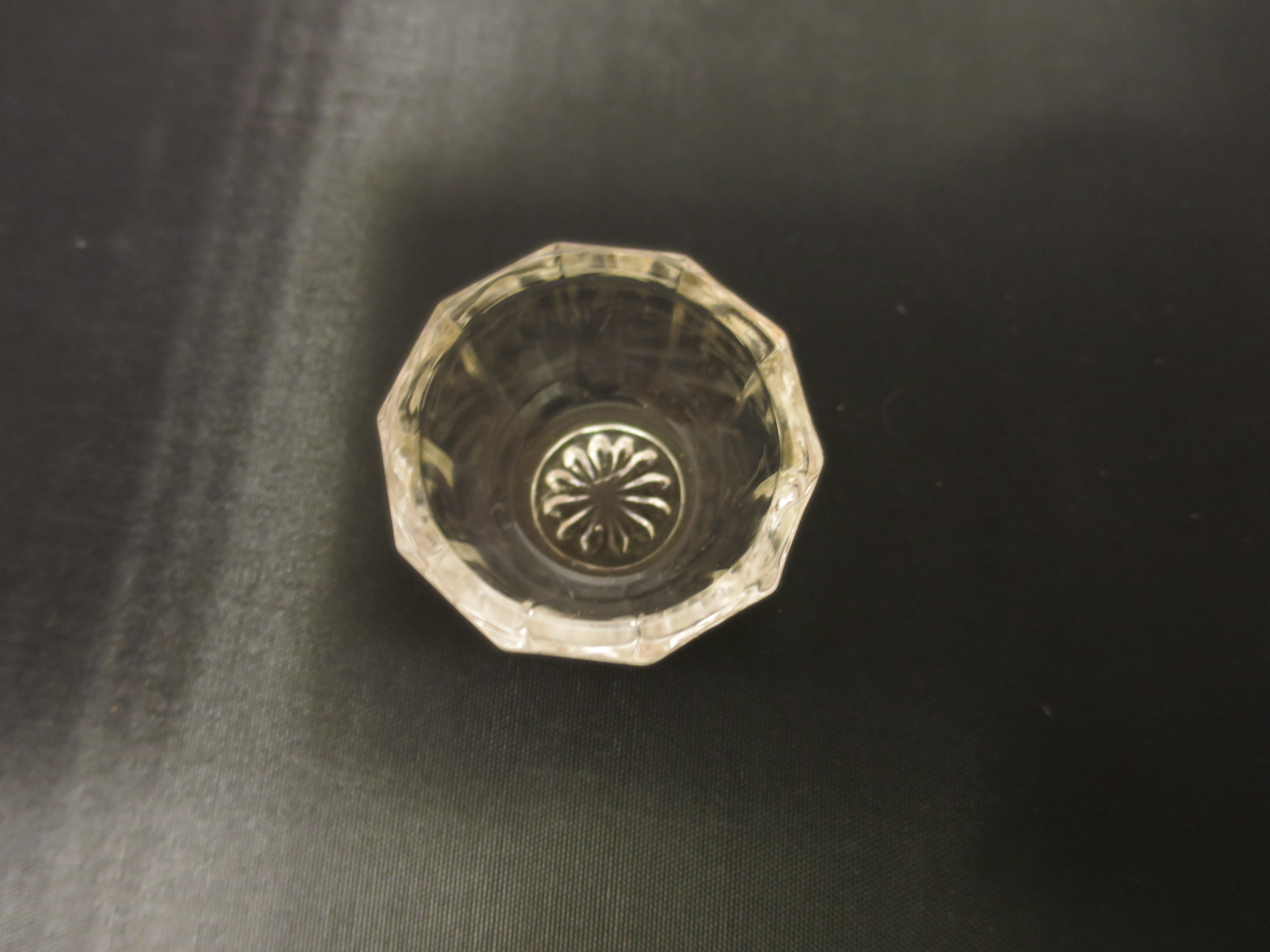 Depression Glass Salt Cellar Crystal Clear Ribbed Sides