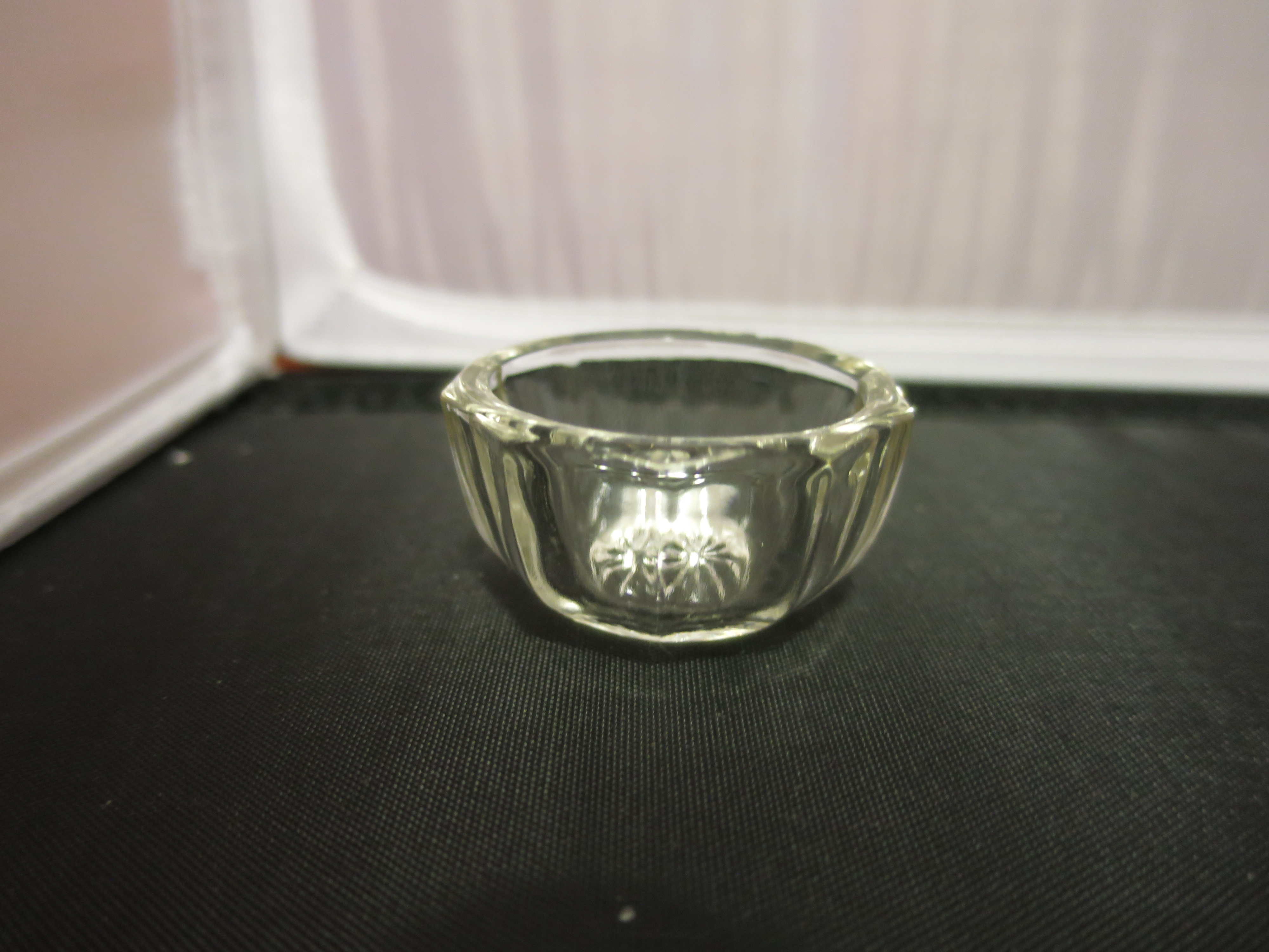 Depression Glass Salt Cellar Crystal Clear Ribbed Sides