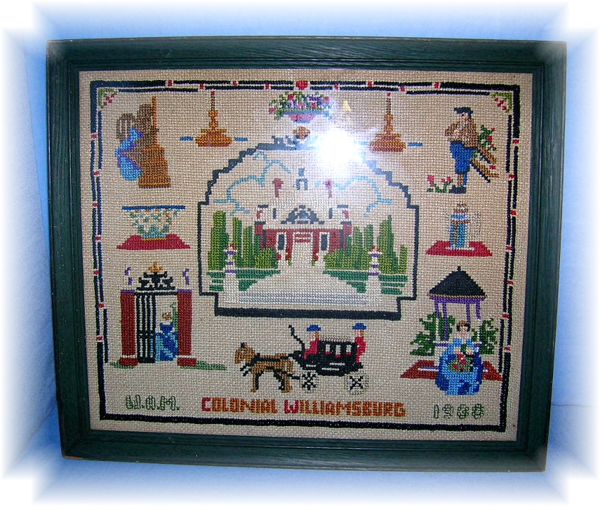 Cross Stitch Picture  Colonial Williamsberg 1938