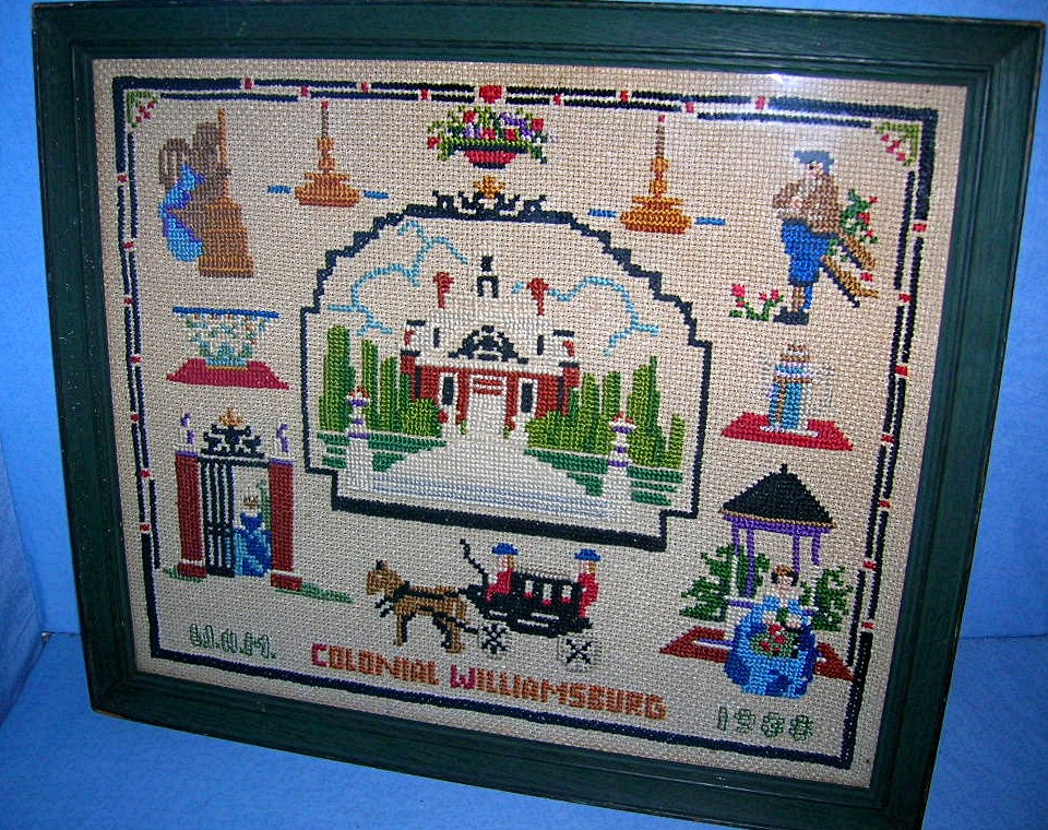 Cross Stitch Picture  Colonial Williamsberg 1938