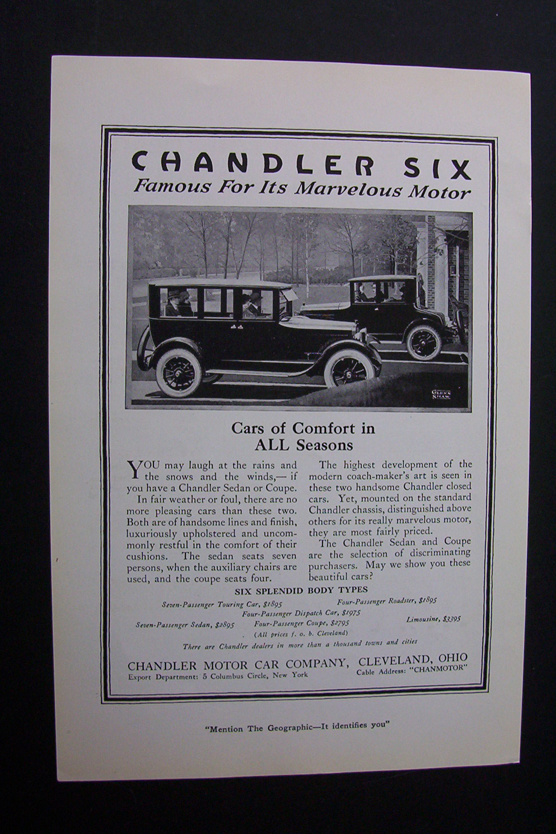 1920 Dual Ad: Chandler Six & Willys Knight