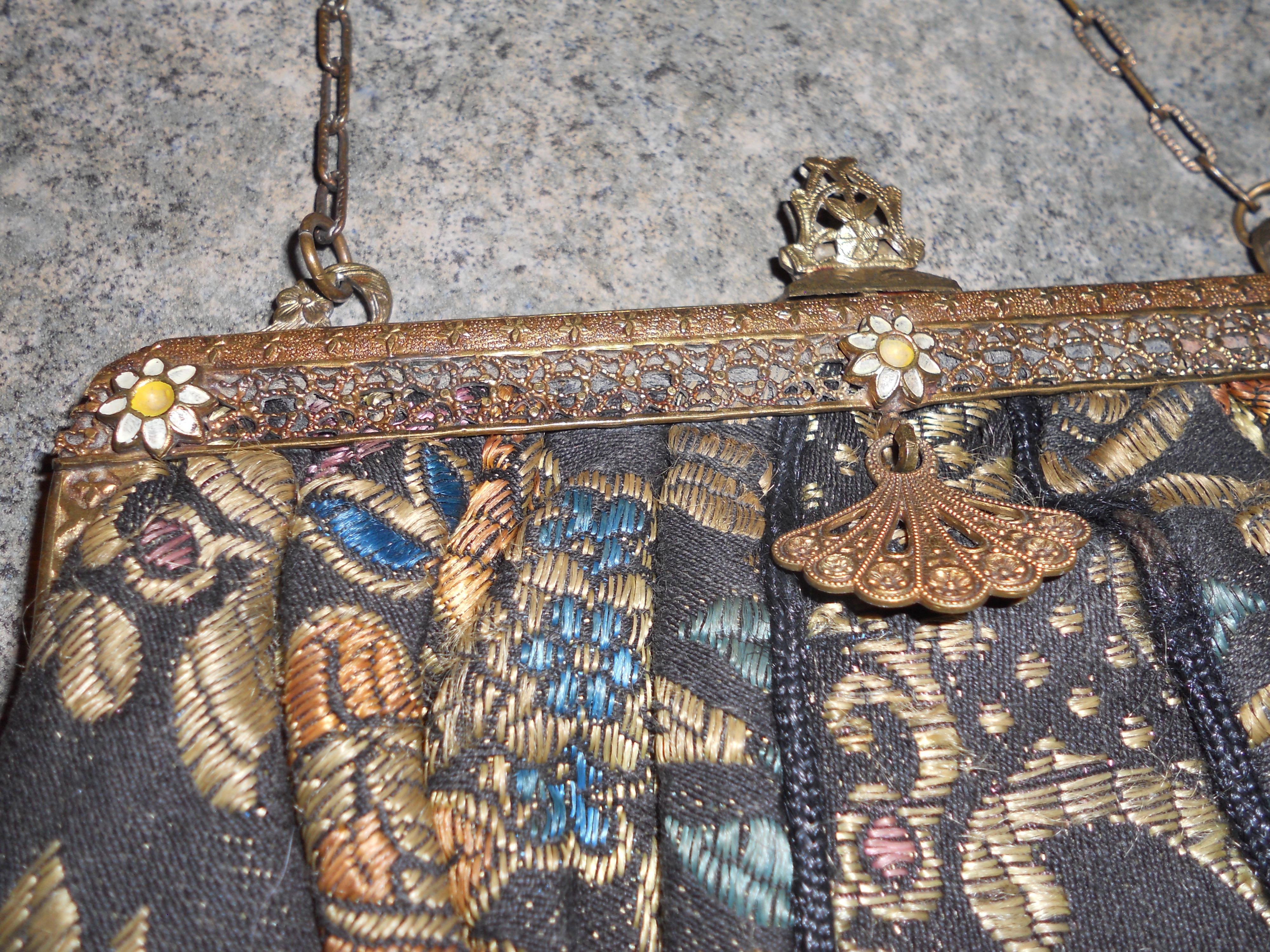 Tapestry Hand Bag Mirror and Change Purse