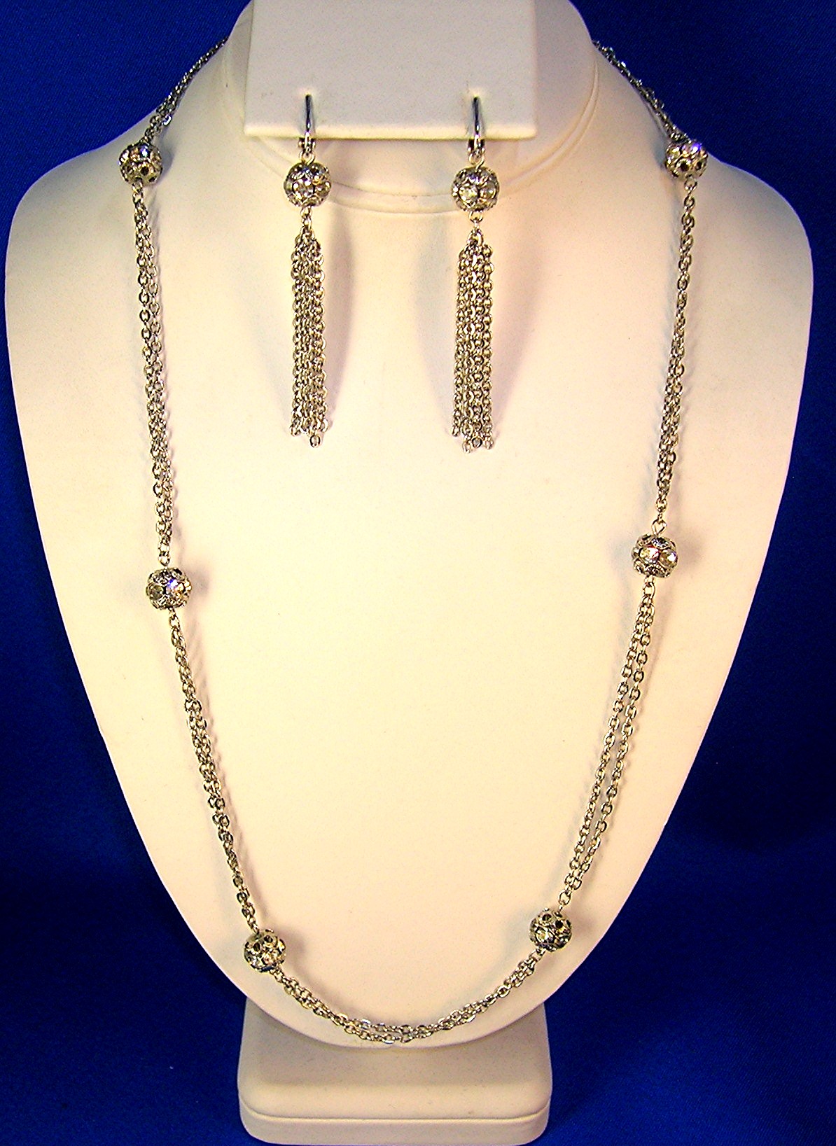 Sarah Coventry Crystal Tassle Neck Ears Bracelet