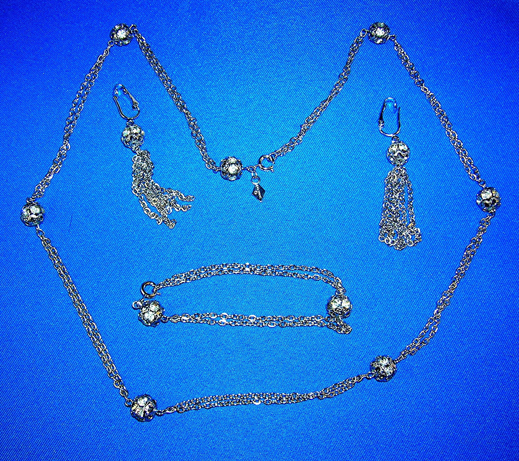 Sarah Coventry Crystal Tassle Neck Ears Bracelet